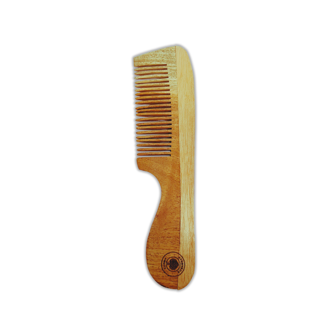 Neem Wood Comb Rounded Handle
