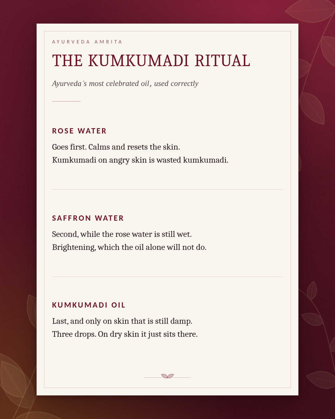 The Kumkumadi Ritual — Kumkumadi Oil, Rose & Saffron Water Gift Set