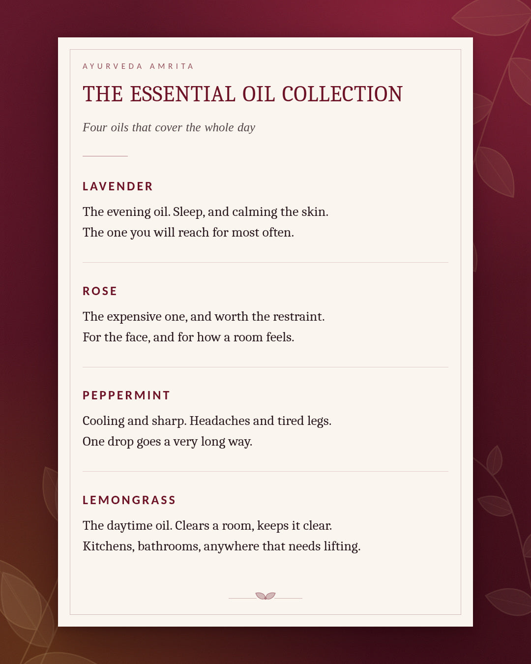 The Essential Oil Collection — Lavender, Rose, Peppermint & Lemongrass