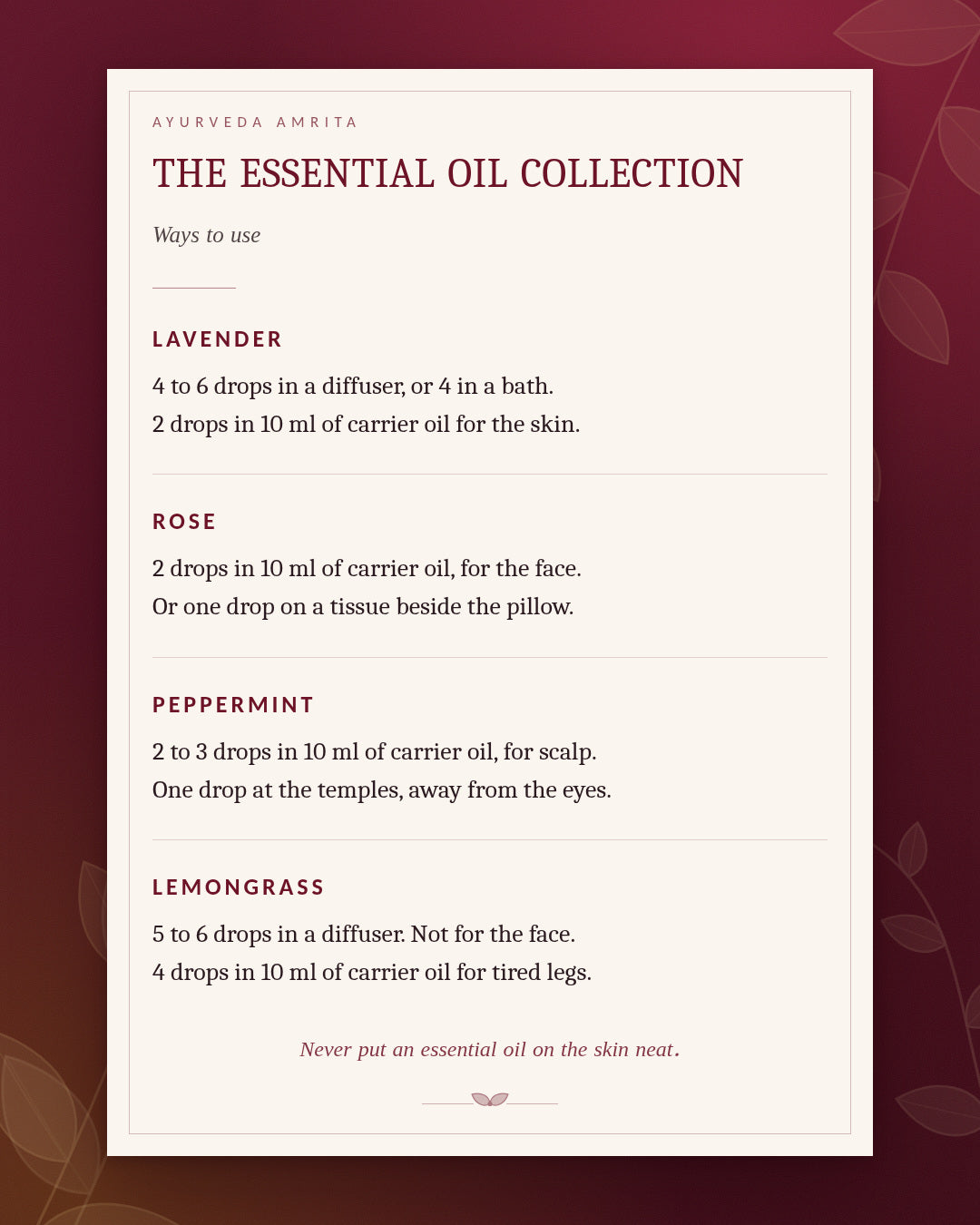 The Essential Oil Collection — Lavender, Rose, Peppermint & Lemongrass