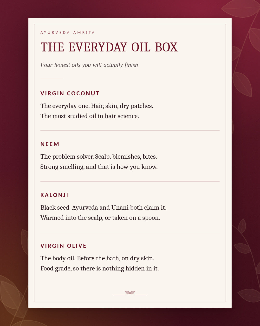 The Everyday Oil Box — Coconut, Neem, Kalonji & Olive Oil Gift Set