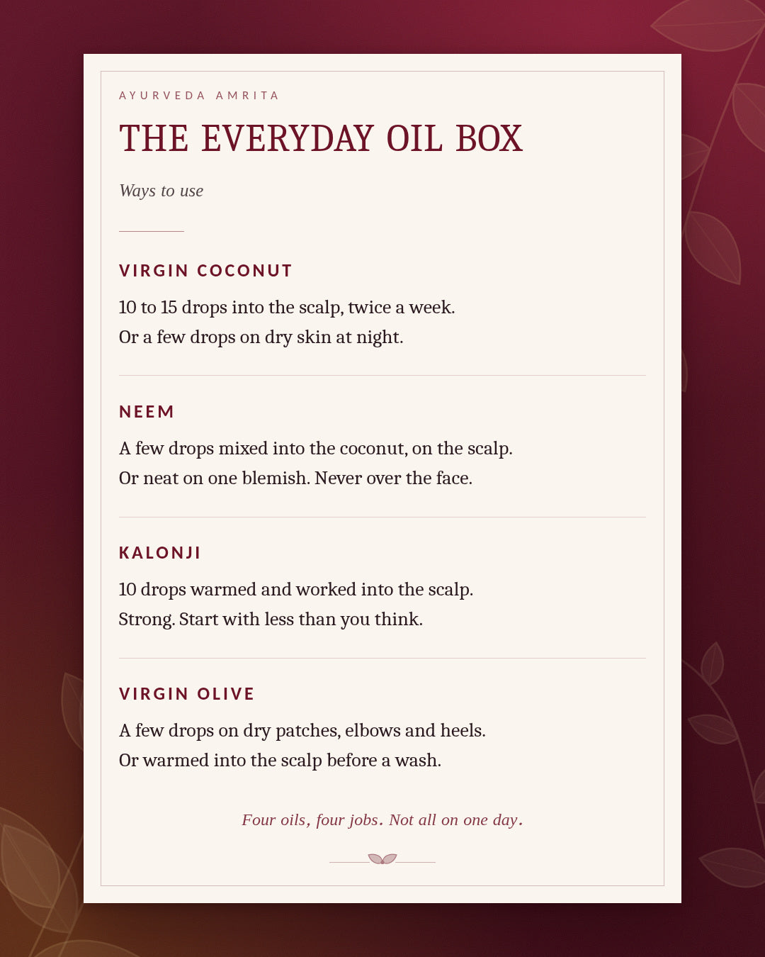 The Everyday Oil Box — Coconut, Neem, Kalonji & Olive Oil Gift Set