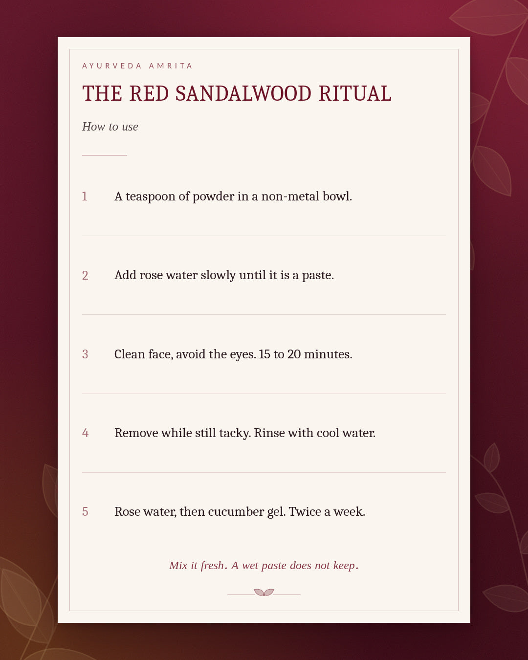 The Red Sandalwood Ritual — Raktachandan, Rose Water & Cucumber Gel