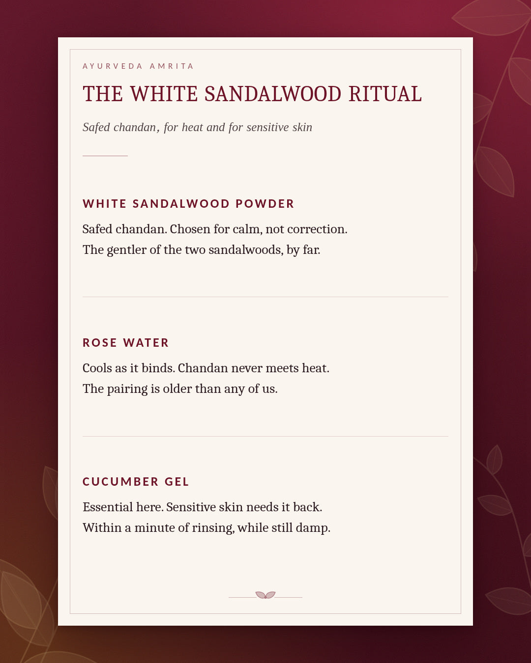 The White Sandalwood Ritual — Safed Chandan, Rose Water & Cucumber Gel