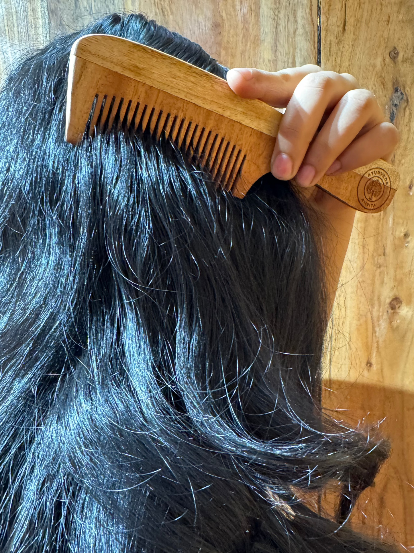Neem Wood Comb Rounded Handle