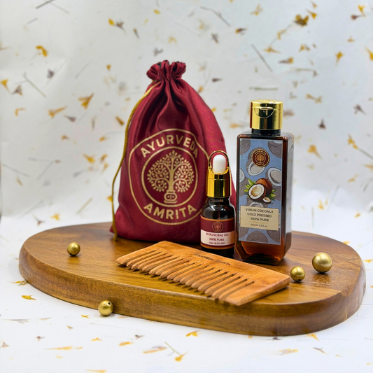 The Bhringraj Ritual — Hair Oiling Gift Set with Neem Wood Comb