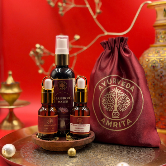 The Kumkumadi Ritual — Kumkumadi Oil, Rose & Saffron Water Gift Set