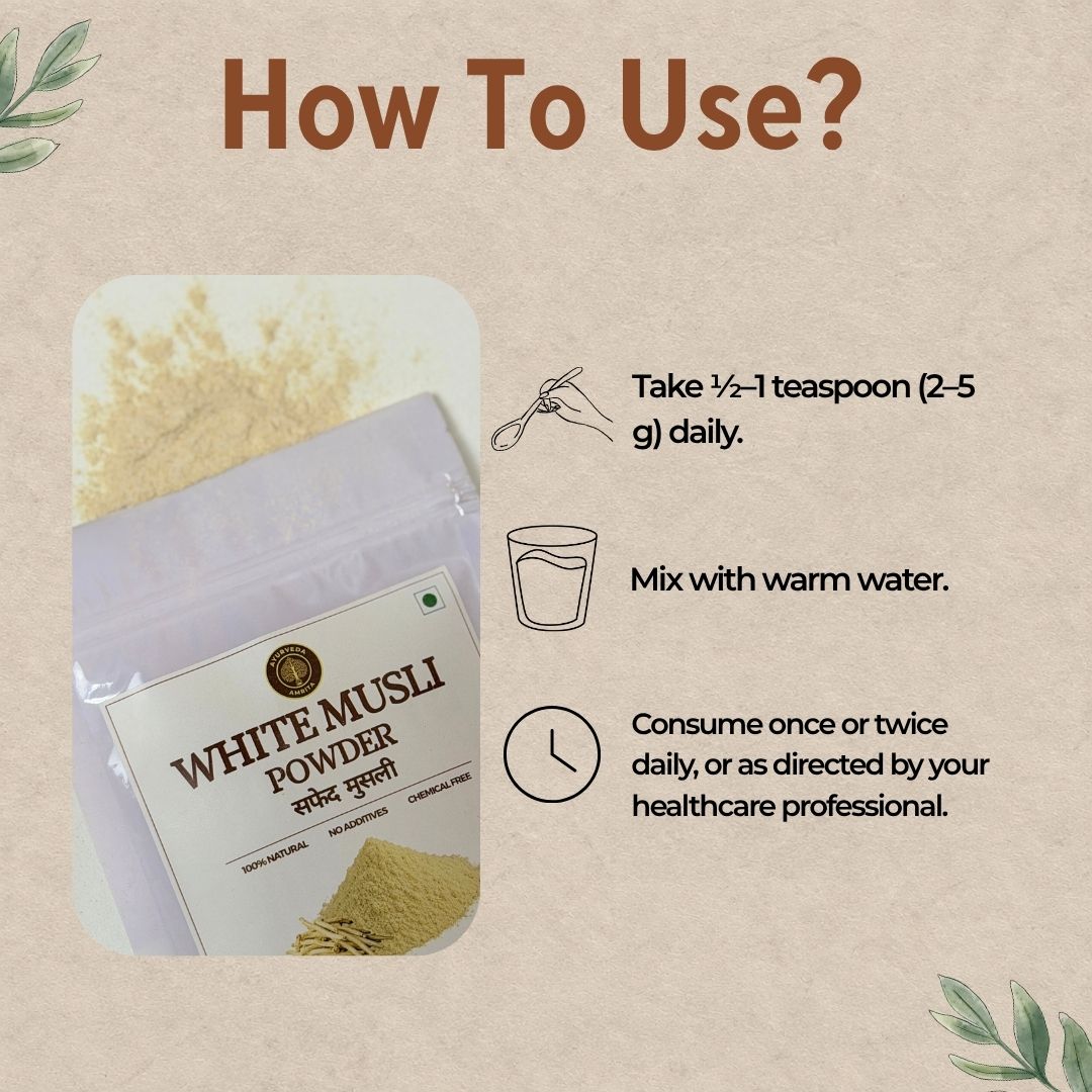 Pure Safed Musli Powder 100g — White Musli Root